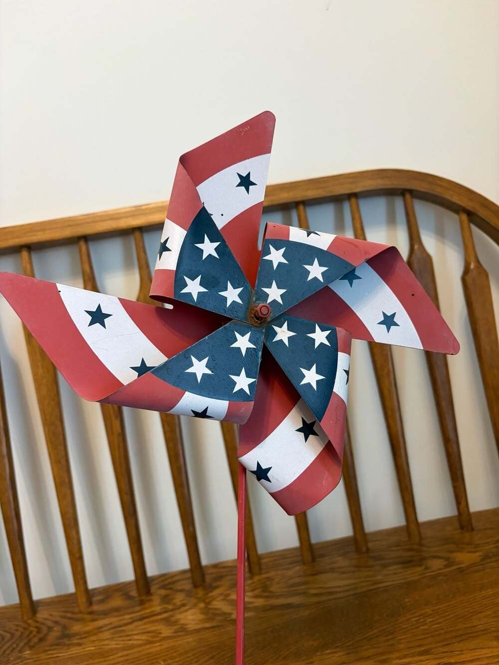 Vintage Metal American Flag Patriotic Yard Pinwheel